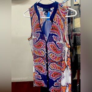 INC Super Cute Sheer Sleeveless Paisley Blouse